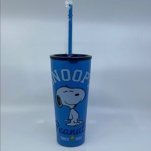 Peanuts 2024 Silver Buffalo Snoopy and Woodstock Blue Tumbler 22oz Read